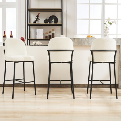 DYHOME Bar Stools Set of 3, 28 Inches Modern BarStools, Counter Height Bar Stools for Kitchen Island, Upholstered Fabric Tall Barstools for Home, Cafe