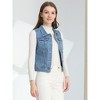INSPIRE CHIC Women's Buttoned Washed Denim Vest with Faux Chest Flap Pockets - 2 of 4