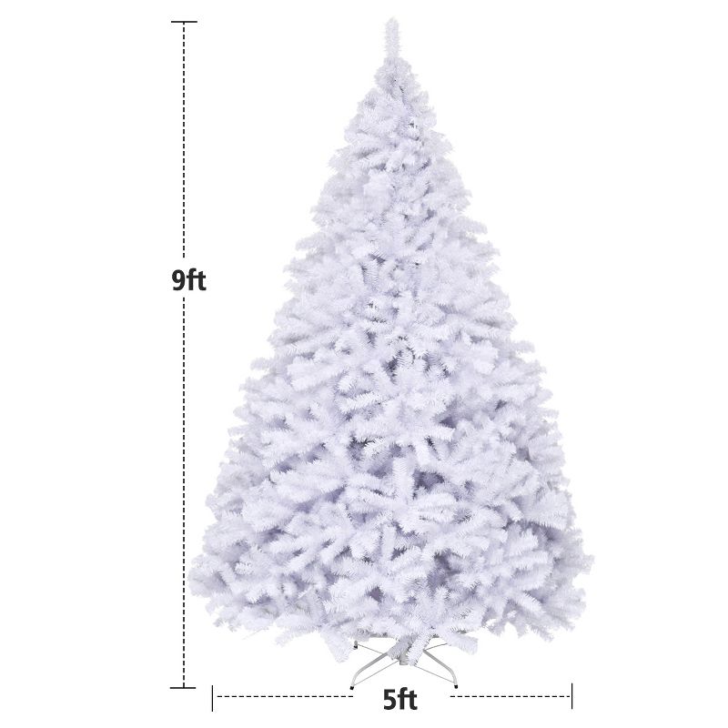 Tangkula 9ft White Christmas Pine Tree Hinged Artificial Decoration w/ 2132 Tips & Metal Stand, 3 of 7