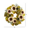 Nearly Natural 24-in White Sunflower and Hydrangea Artificial Autumn Wreath - 2 of 4