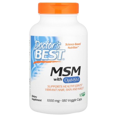 Doctor's Best MSM with OptiMSM®, 180 Veggie Caps (1,000 mg Per Capsules)