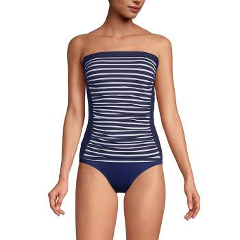Lands' End Women's Strapless Bandeau Tankini Top Swimsuit with Removable and Adjustable Straps