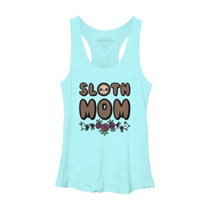 Women's Design By Humans Sloth Mom Flowers By SlothgirlArt Racerback Tank Top - 1 of 2