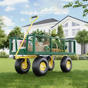 COZONY Multiple sizes Heavy Duty Steel Garden Cart, 500/900/1200/1400 lbs Capacity, 3-in-1 Utility Wagon with Removable Mesh Sides, Rotating Handle - 1 of 4