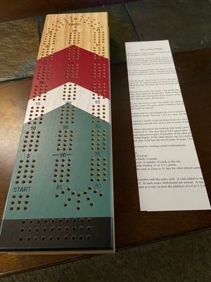 We Games 3 Player Wooden Cribbage Set - Easy Grip Pegs And 2 Decks Of Cards  Inside Of Board : Target