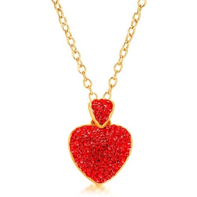 Chanteur Hypoallergenic Kids Jewelry Accessories Heart Red Charm Crystal Yellow Gold Brass Plating Necklace