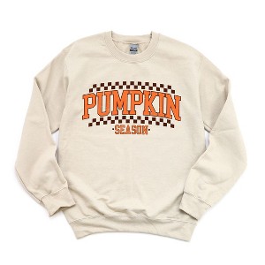 Simply Sage Market Women's Graphic Sweatshirt Checkered Arched Pumpkin Season - 1 of 4