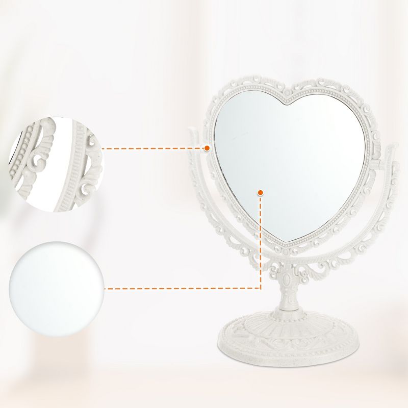 Unique Bargains Love Heart Shaped Double Sided 360° Rotating Makeup Mirror 1 Pc, 5 of 7