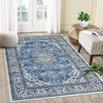 WhizMax Area Rug Vintage Medallion Rugs Stain & Water Resistant Washable Throw carpet for Living Room Bedroom