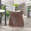 Small Round Coffee Table, Outdoor Side End Sofa Table, Magnesium Oxide Decorative Furniture for Apartment, Home Office, Brown - 3 of 4