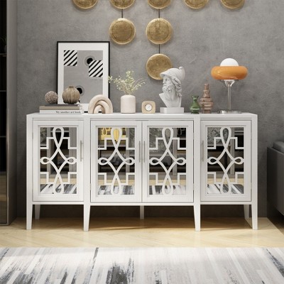Famapy White Wooden Accent Storage Cabinet Sideboard Dresser Home Organization
