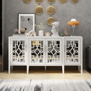 Famapy White Wooden Accent Storage Cabinet Sideboard Dresser Home Organization - 1 of 4