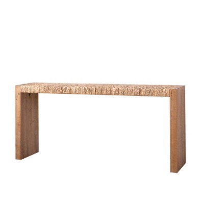 Gulches 69" Natural Seagrass Console Table - Handwoven Top, Engineered Wood Frame, for Entryway, Living Room