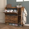 ALEXOUN Farmhouse Shoe Storage Cabinet with 2 Flip Drawers,Freestanding Organizer with Metal Legs for Entryway,Narrow Shoe Rack Cabinet,Rustic Brown - 2 of 4