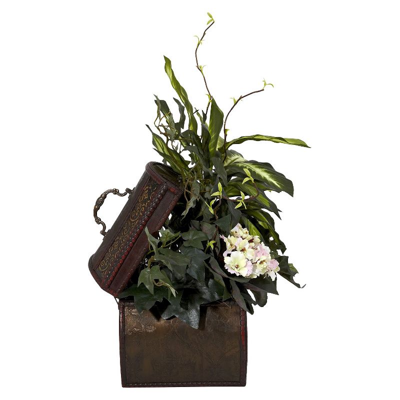 Nearly Natural African Violet, Dieffenbachia &amp; Ivy w/Chest Silk Plant, 3 of 5