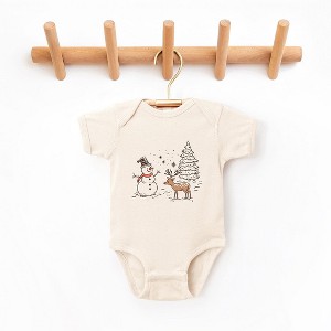 The Juniper Shop Deer Snowman Scene Baby Bodysuit - 1 of 3