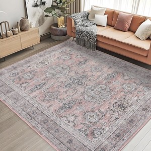 Area Rug for Bedroom Distressed Oriental Office Carpet Low Pile Neutral Soft Nursery Carpet Non Slip Washable Farmhouse Area Rug - 1 of 4