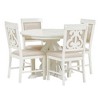 CAVINAS Round Dining Table Set for 4 Retro Functional Extendable Table with a 16-inch Leaf 4 Chairs for Kitchen - 3 of 4