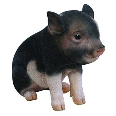 6" Polyresin Sitting Baby Pig Statue Dark Brown - Hi-Line Gift