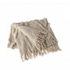 HomeRoots 60" X 50" Beige Woven Cotton Geometric Throw Blanket with Fringe - 4 of 4