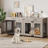 71''Large Dog Crate Furniture for 2 Dogs with 3 Drawers,Wooden Double Crate Large Breed with Door,TV Stand for Medium Large Dogs - 2 of 4