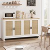 Buffet Cabinet,Rattan Accent Storage Cabinet with 4 Doors and Shelf, Sideboard Buffet Cabinet with Storage, Modern Console Coffee Bar Cabinet - 3 of 4