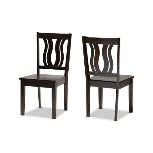 2pc Fenton Wood Dining Chair Set Brown Baxton Studio Target