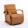 Zeus & Ruta Vintage Brown Luxe Faux Leather Upholstered 360° Swivel Accent Chair with Solid Wood Curved Arms - 2 of 4