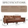 ATJafurn 86“ Genuine Leather Sofa, Mid-Century Modern Upholstered Sectional 3-Seater Retro Couch Oversized Loveseat With Square Arm for Living Room - 4 of 4