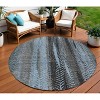 Blue Gray And Charcoal Botanical Leaves Washable Indoor Outdoor Area Rug - 2 of 4