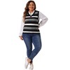 Agnes Orinda Women's Plus Size Sleeveless Casual V-Neck Striped Knit Sweater Vests - 3 of 4