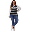 Agnes Orinda Women's Plus Size Sleeveless Casual V-Neck Striped Knit Sweater Vests - image 3 of 4