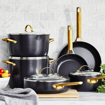 Black and Gold 10-Piece Nonstick Aluminum Cookware Set