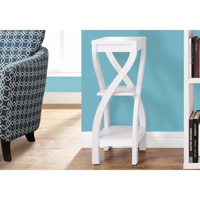 Accent Table, Side, End, Plant Stand, Square, Living Room, Bedroom, White Laminate, Contemporary, Modern
