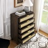 31.50"Bedroom 5 drawer dresser, rattan dresser modern wooden chest of drawers with spacious storage space,Black - 2 of 4