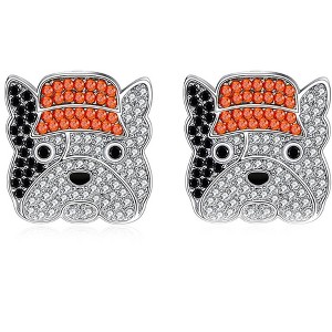 French Bulldog Stud Earrings for Women Sterling Silver Cz Ginger Lyne Collection - 1 of 4