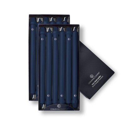 12ct 12" Indigo Unscented Dripless Classic Taper Candle - Colonial Candle