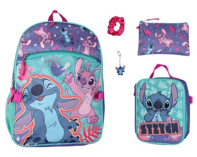 Disney Lilo and Stitch Sequin Backpack 6 Piece Set with Lunch Bag Gadget  Pencil Case Fidget Ball Carabineer and Stickers