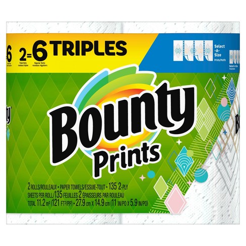 Bounty Paper Towels, Select-A-Size, Prints, 2-Ply, Paper Towels