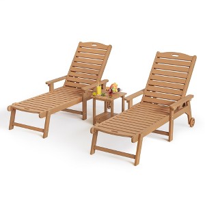 Outdoor Chaise Lounge, 79'' Oversized HDPS Chaise Lounger, 5 Positions Adjustable Lounge Chairs, Pool Lounge Chair with Wheels for Poolside, Backyard - 1 of 4