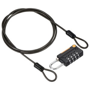 Unique Bargains Locker Luggage Bike 4 Digit Combination Lock with Security Cable Set - 1 of 4