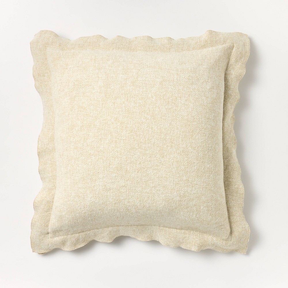 Oversized Heather Square Throw Pillow Cream - Threshold™ designed with Studio McGee: Flange Edge, Woven Polyester, Indoor Use