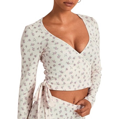 Adore Me Women's Pointelle Ballet Wrap Long Sleeve Lounge