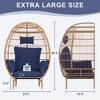 Wicker Egg Chair Outdoor, Oversized Egg-Shaped Chair w/Metal Frame Stand, 500 Lbs Capacity Oversized attan Egg Lounge Chairs for Patio, Living Room - 4 of 4