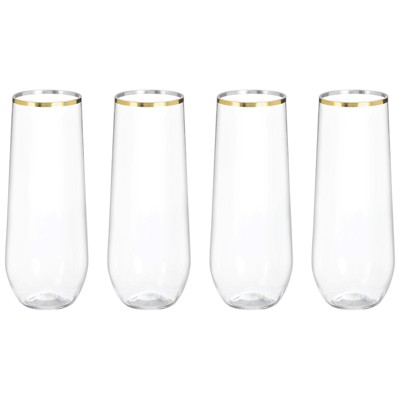 Unique Bargains Elegant Stemless Lightweight Champagne Flutes Glasses 4 Pcs