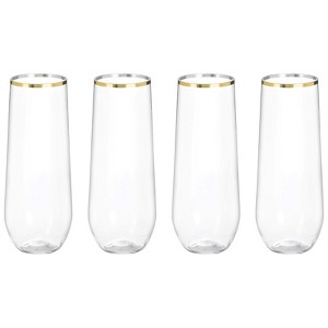 Unique Bargains Elegant Stemless Lightweight Champagne Flutes Glasses 4 Pcs - 1 of 4