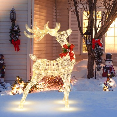 4.4ft Lighted Standing Reindeer Christmas Decoration Pre-lit 120 ...