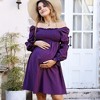 Clearlove Women's 2025 Square Neck Maternity Dress Ruffle Lotus Root Long Sleeve Dresses - 2 of 4