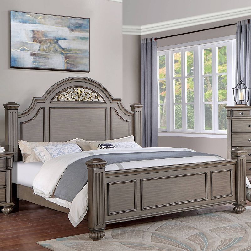 3pc Pennings Traditional Bed Set with 2 Nightstands Gray - HOMES: Inside + Out, 4 of 17