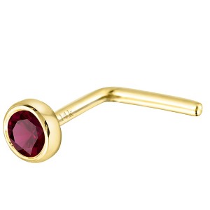 Jewelry Avalanche 22G 14K Gold Bezel-set Ruby L-shape Nose Stud - 1 of 1